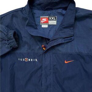 Vintage Nike Illinois Fighting Illini Men’s XXL Navy Blue & Orange Jacket 90’s
